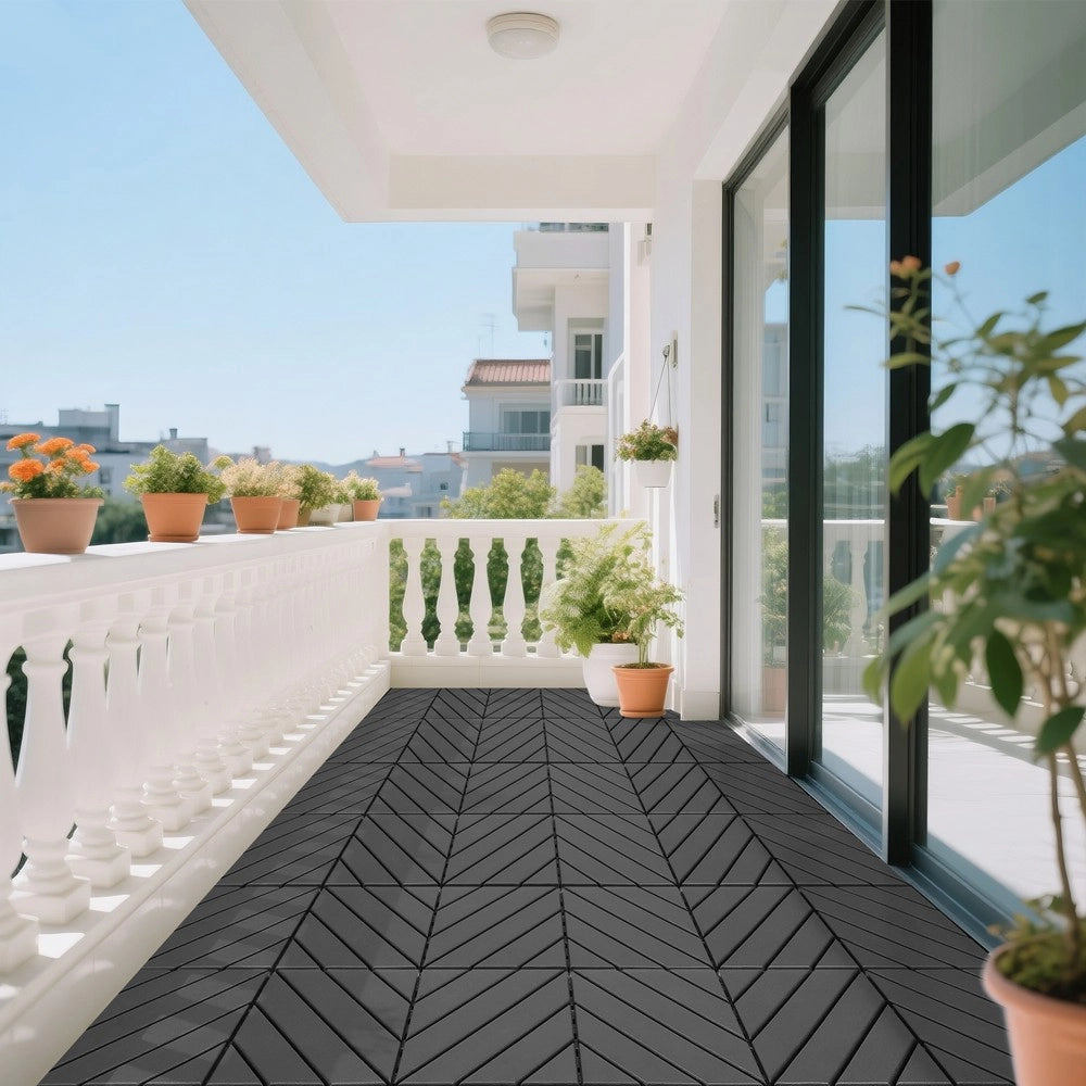 Piastrelle da Giardino ad Incastro Esterno Balcone, 44 Pezzi ¨C MINIMAL ¨C Plastica Antracite 30x30 cm