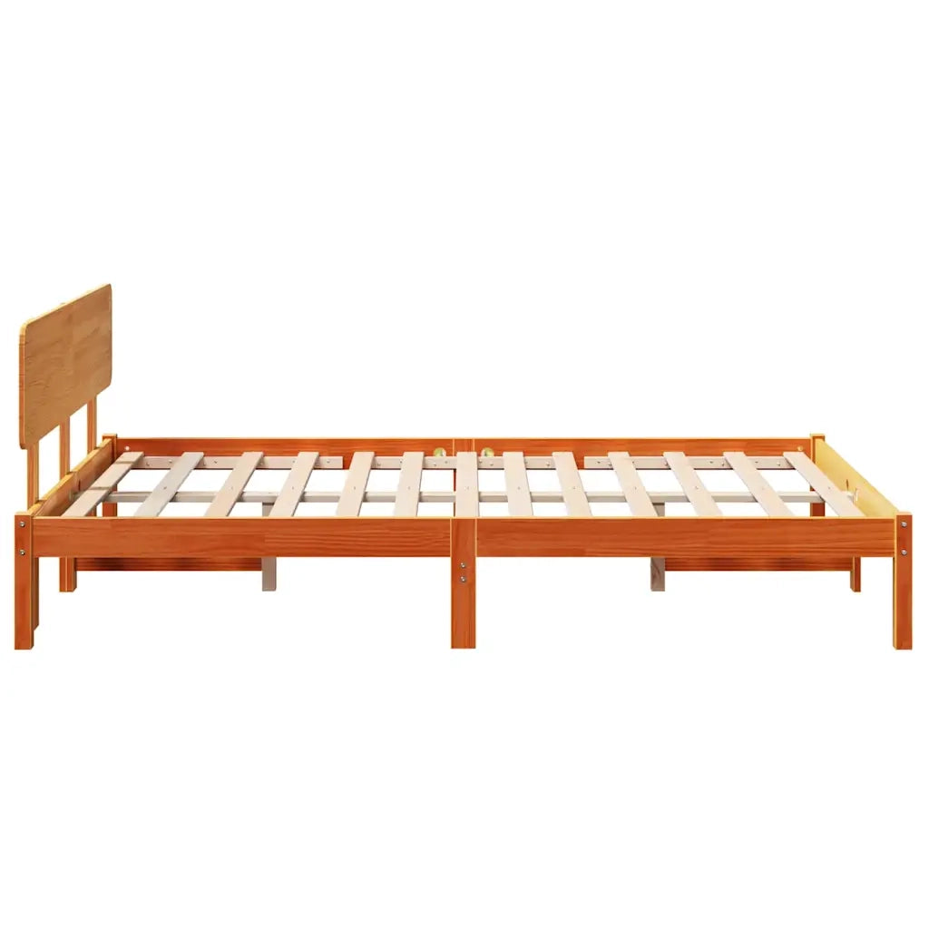 Letto matrimoniale | Letto per adulti | Struttura del letto Marrone cerato 135 x 190 cm Pino massello