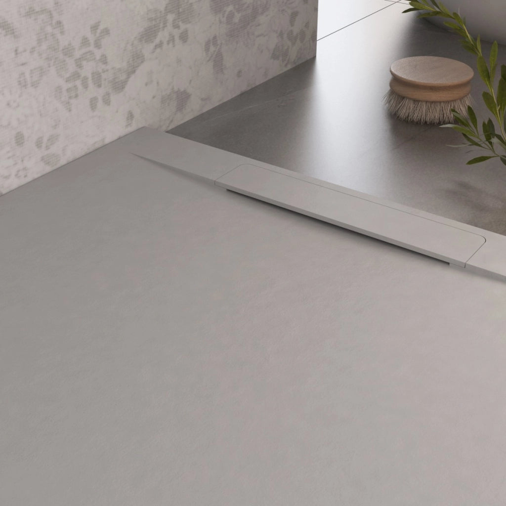 Piatto doccia in marmoresina grigio chiaro effetto pietra cemento vincent, misura 80x120