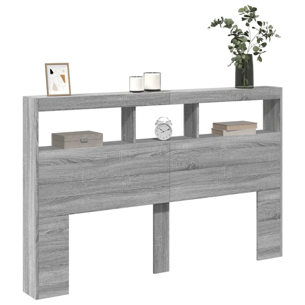 Testiera | Testata con Contenitore a LED Grigio Sonoma 160x17x102 cm
