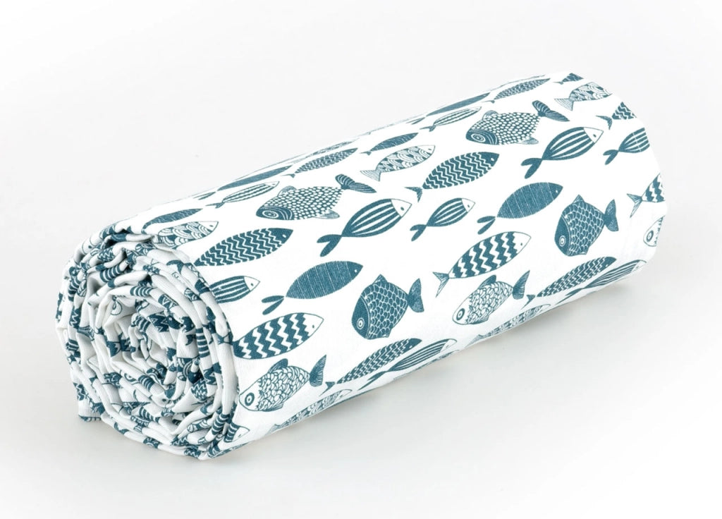 Telo Arredo Granfoulard Copritutto Cotone Made Italy Vari Disegni Arredatutto Copriletto Multiuso - 1 Piazza - Pesci Ottanio