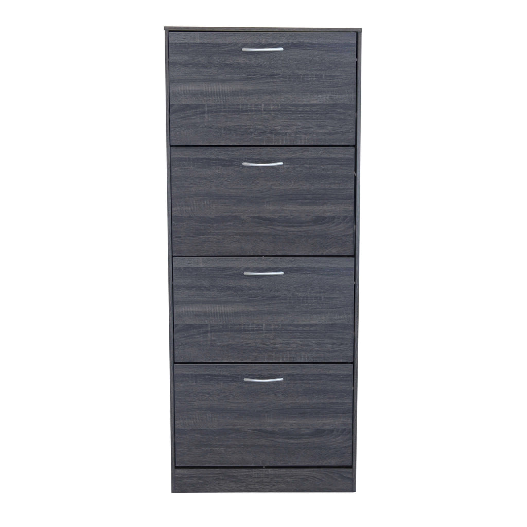 Scarpiera Salvaspazio 4 Ante a Ribalta 60x24x150h cm Legno Antracite - Mobile Ingresso LOLA