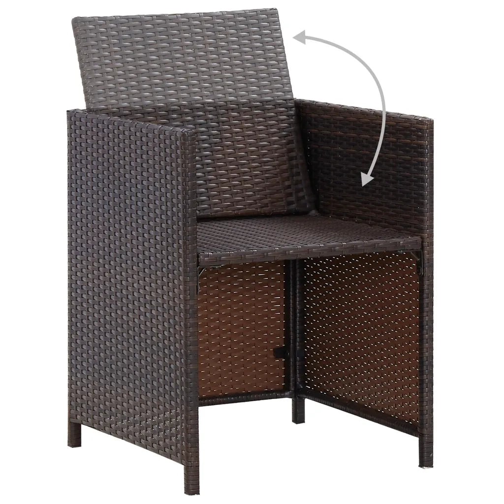 Set da Pranzo per Giardino 3 pz con Cuscini Marrone 3094299