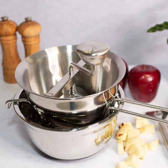 Passeerapparaat in acciaio inossidabile Ø 20cm adatto per lavastoviglie - inclusi 4 dischi - per passare pomodori e pure di patate - colore argento - dimensioni 40 x 30 x 20 cm
