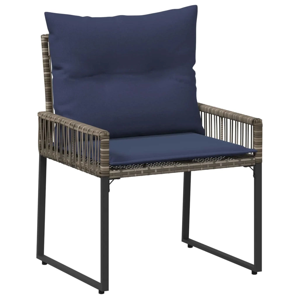 Set di Mobili da Esterno 11 pz | Set Salotto da Giardino Grigio e Blu Navy polyrattan