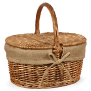Cesto picnic campagnola Grande in Vimini e Juta con Coperchio cm 50 x 32 x h 42