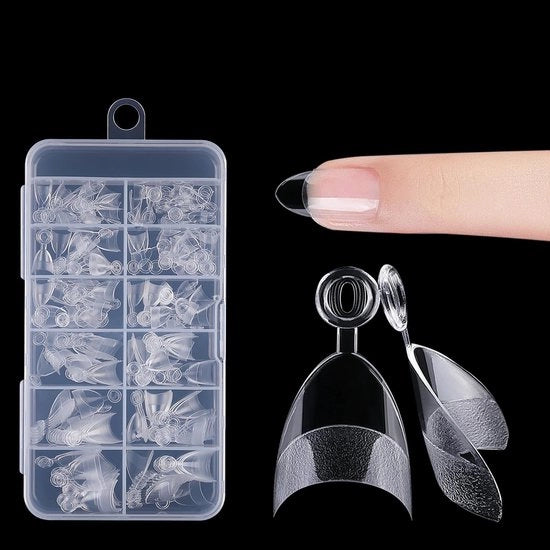 Set di unghie artificiali 120 pezzi - Forme a mandorla - Corte unghie artificiali - Adesivo acrilico PMMA - Kit di unghie artificiali - 12 misure - Forti e resistenti