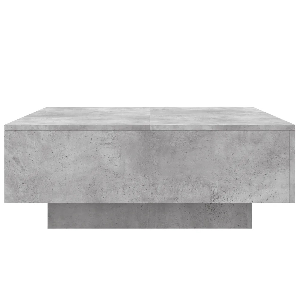 Tavolino Salotto-Tavolino da soggiorno-Tavolo Grigio Cemento 80x80x31 cm Legno Multistrato