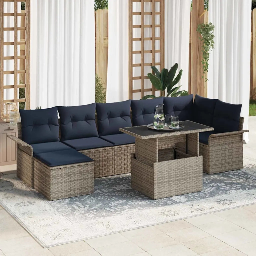 Set Divano da Giardino con cuscino 8 pcs Grigio polyrattan 3348331