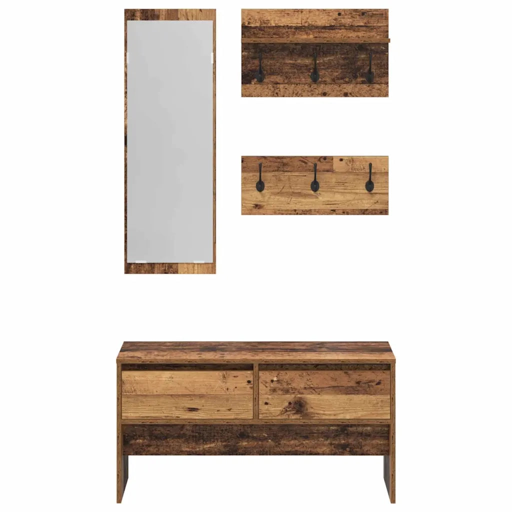 Set mobili da ingresso 4 pz Legno vecchio Legno multistrato