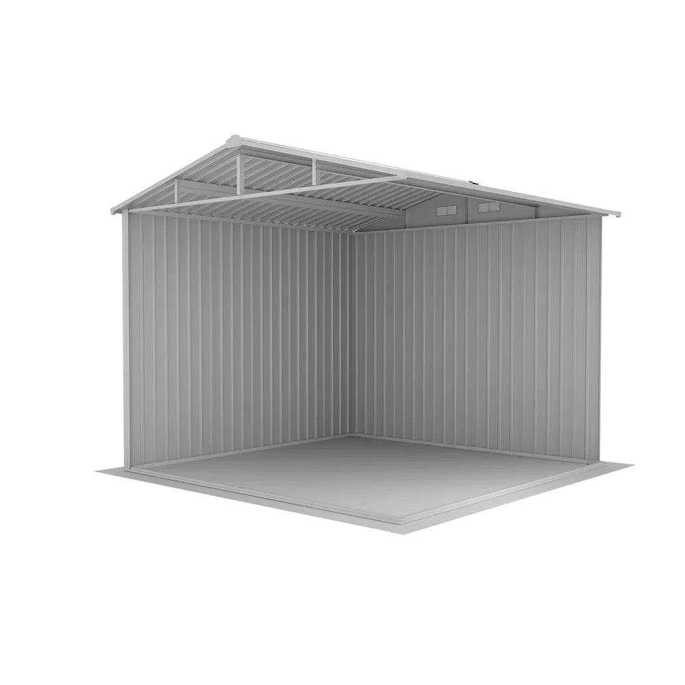 Casetta da giardino in acciaio zincato grigio 2,56x2,56xh2,16m - 111kg -  6,55 metri quadri