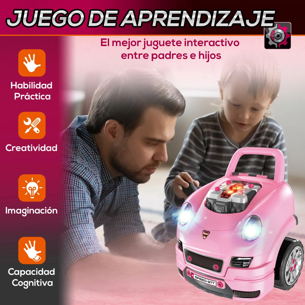 Set di Giochi per Bambini con Strumenti e Volante ¨C Zephmum ¨C Rosa 40x39x47 cm