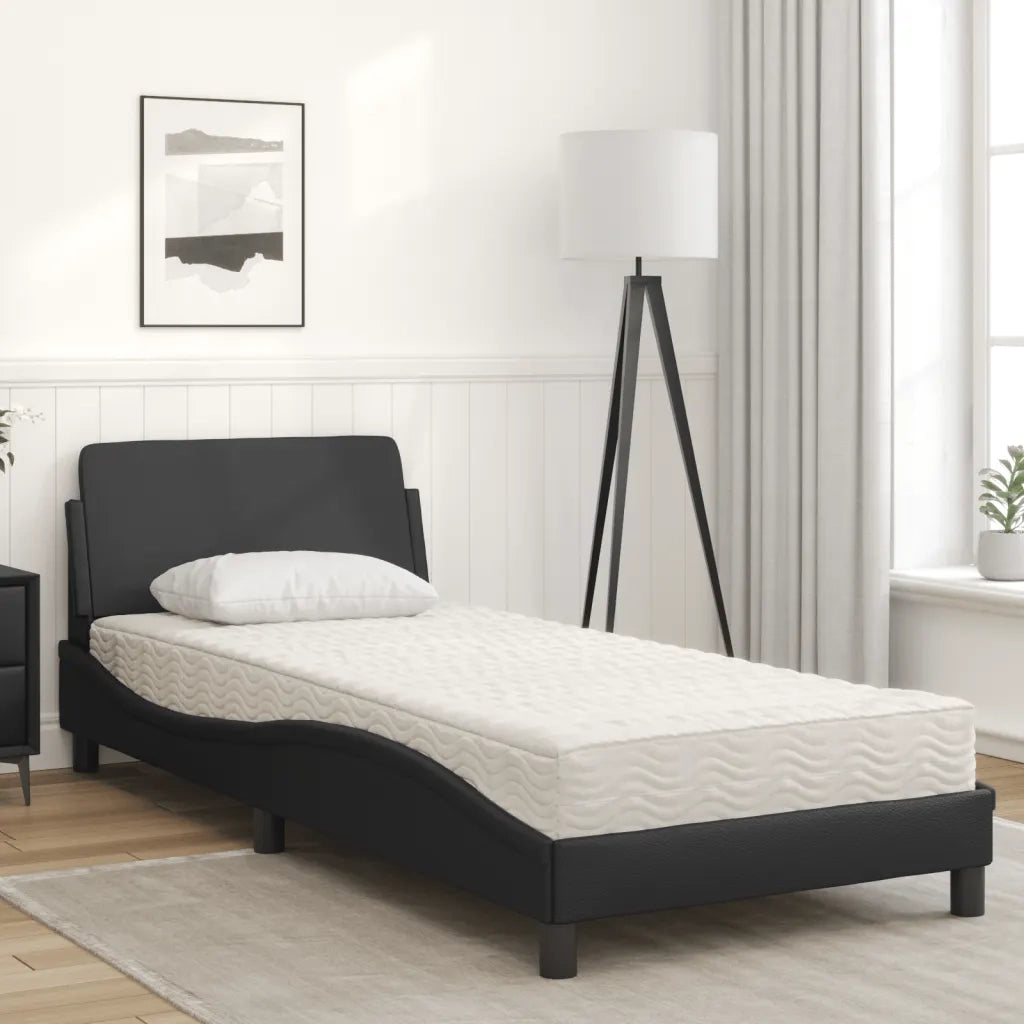 Letto con Materasso Dover Nero 90x190 cm in Similpelle