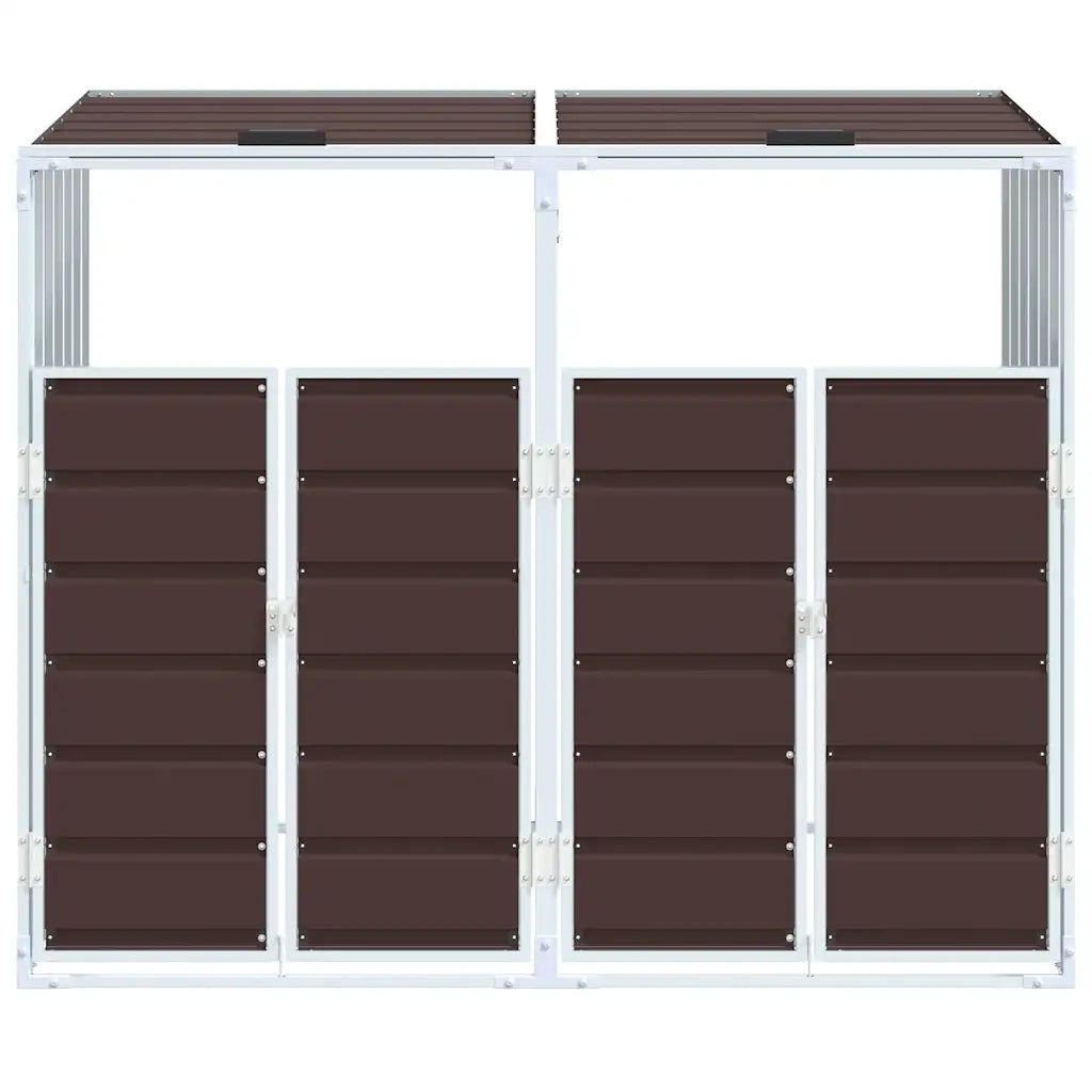 Copribidone con Ruote per 2 Bidoni Marrone 144x81x113cm Acciaio 4006178