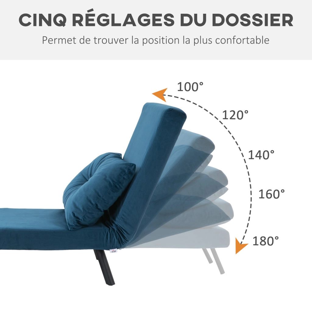 Poltrona letto 1 posto ¨C Minimal ¨C blu, legno, velluto
