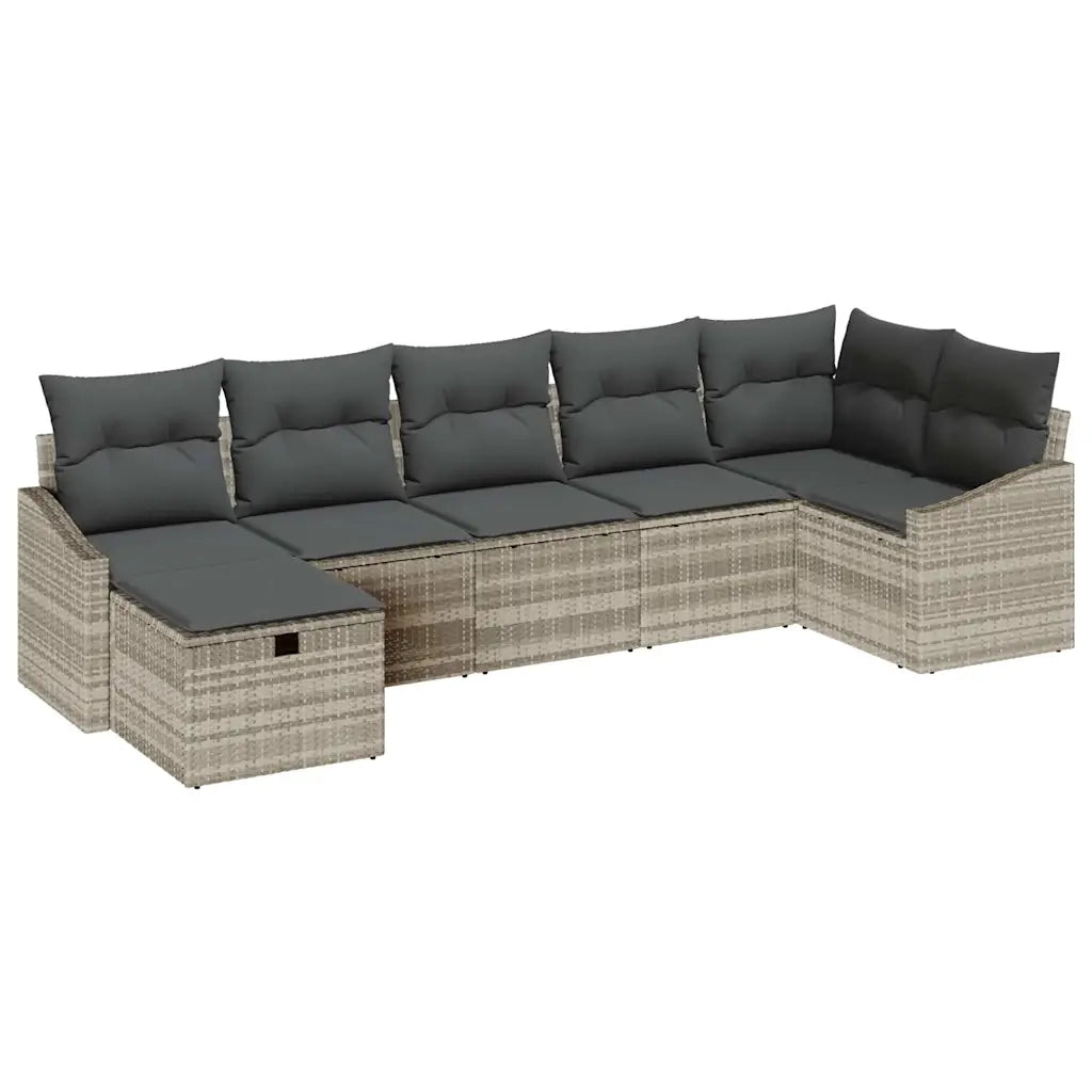 Set di divani con cuscino Grigio chiaro polyrattan