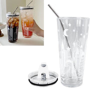 Set di bicchieri da 1 litro in vetro borosilicato resistente al calore con coperchio e maniglia in vimini.