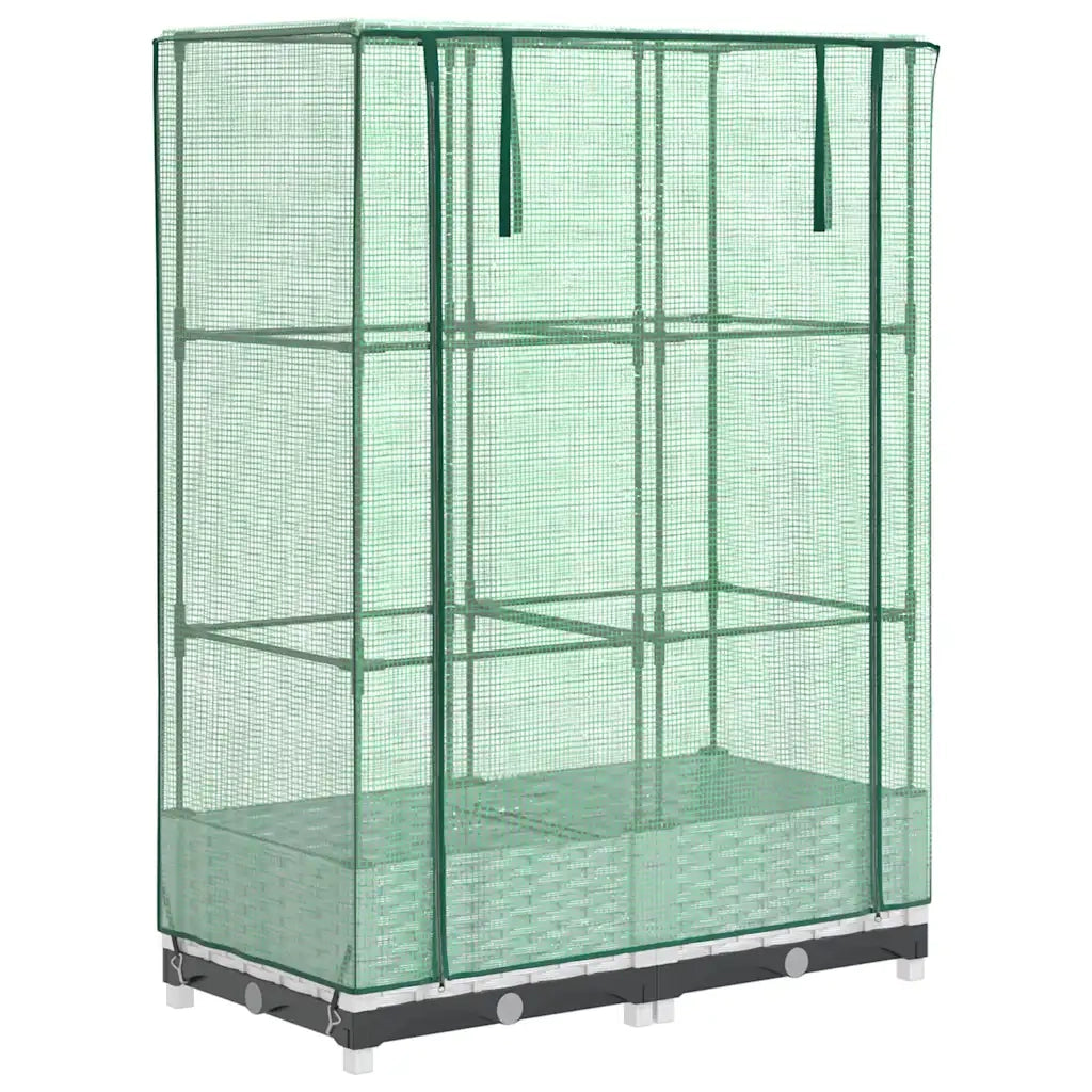 Fioriere | Cassetta per fiori | Letto Rialzato con Copertura Serra Effetto Rattan 80x40x123 cm