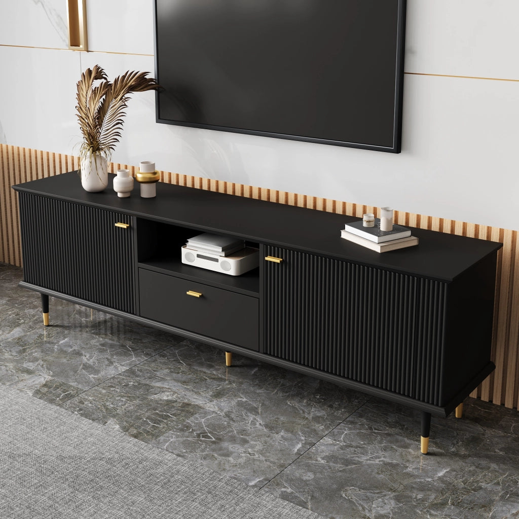 Cassettiera TV nera in MDF; lunghezza 170 cm
