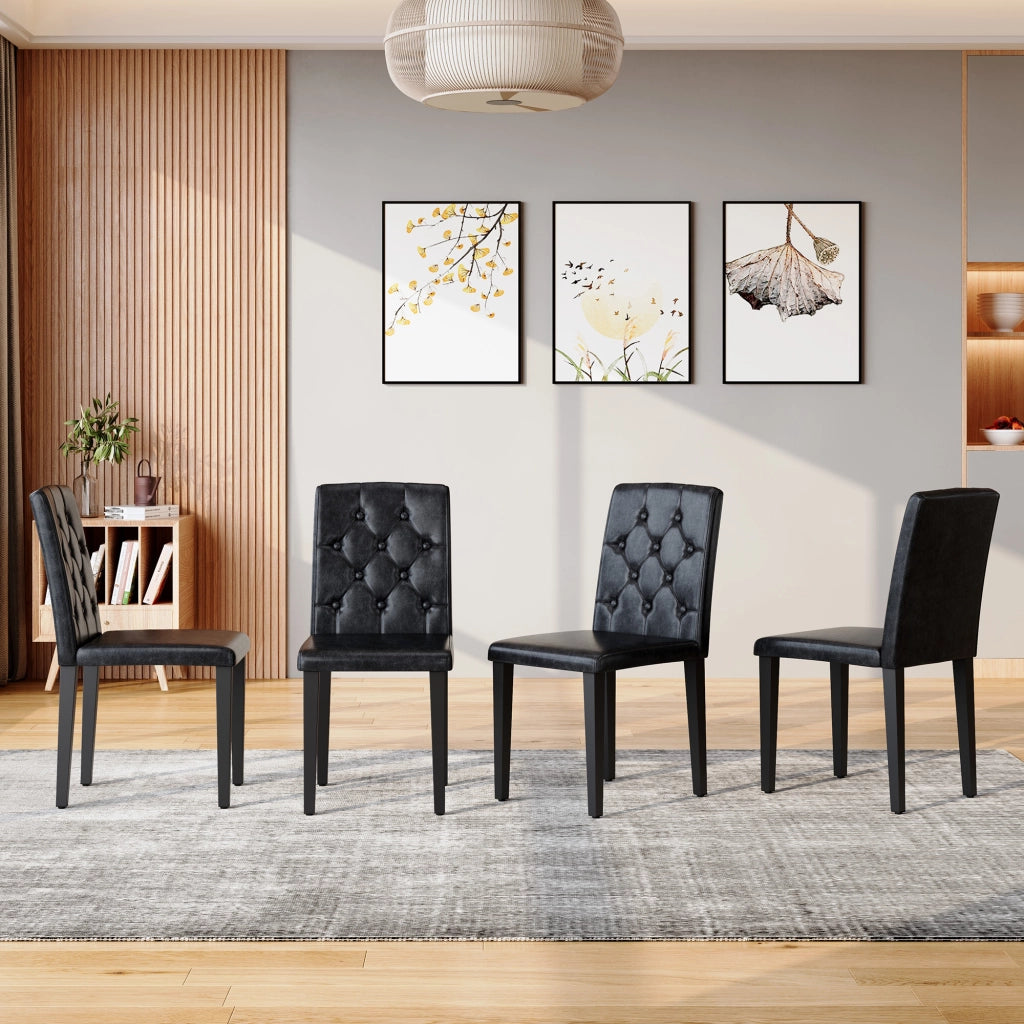 Set di 4 sedie da pranzo in nero puro: lusso discreto. La scelta ideale per le sale da pranzo in stile europeo, con gambe in metallo nero per una magg