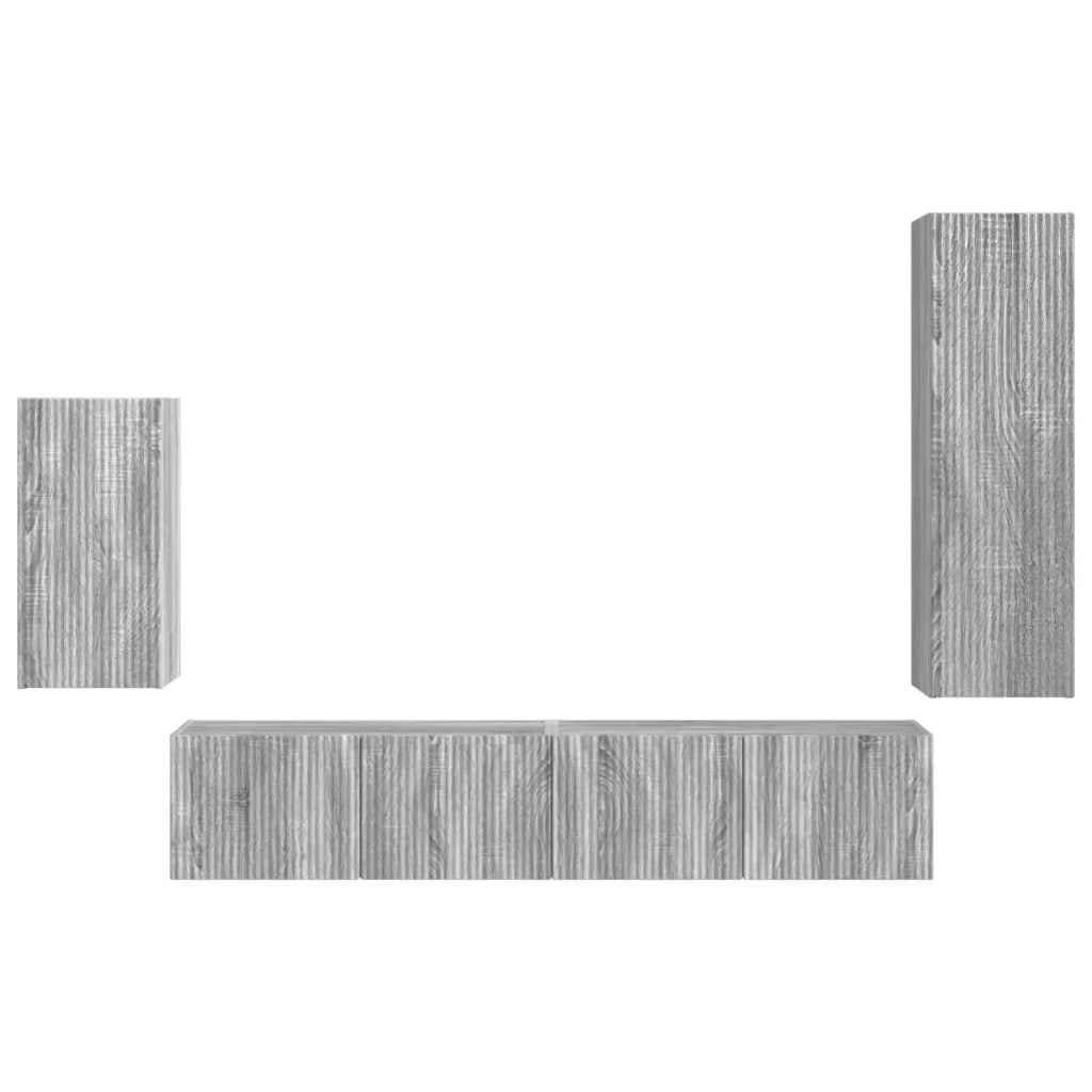 Set mobile TV 4 pz | Armadietto TV | Mobile Porta TV Grigio Sonoma Legno multistrato