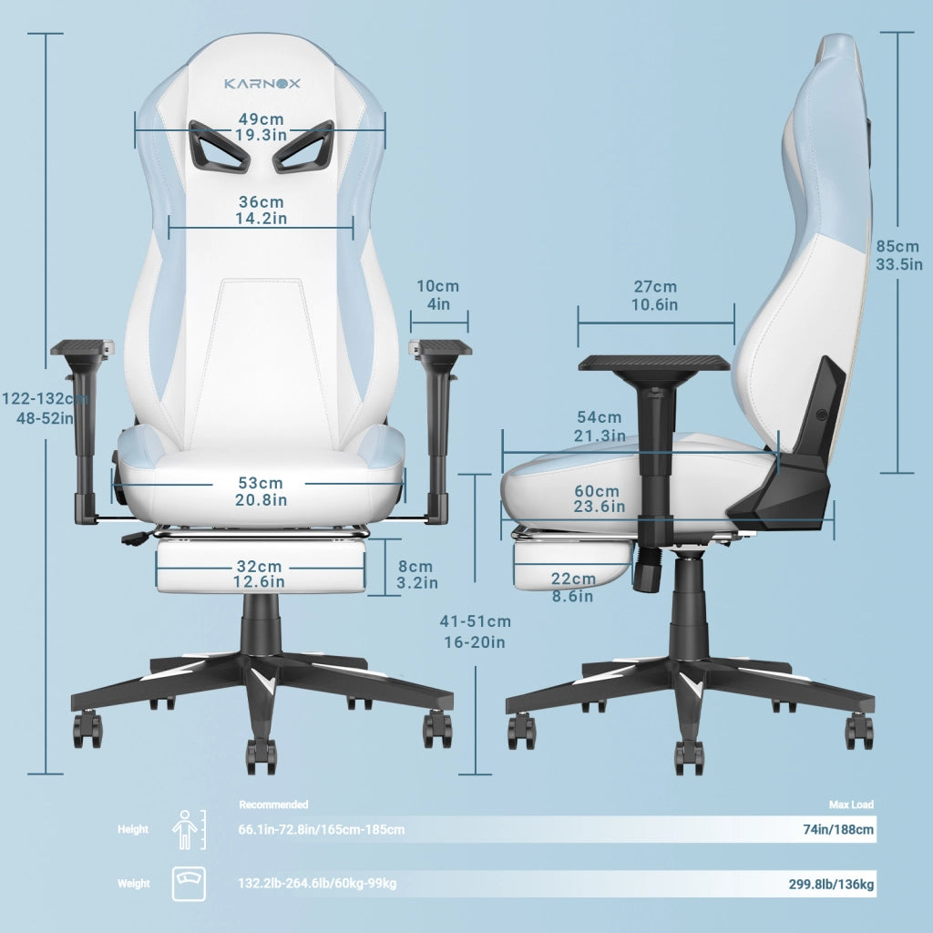 Sedia da gaming ergonomica - Zephmum- con poggiapiedi, schienale alto, regolabile in altezza, supporto lombare e per la testa, bianca