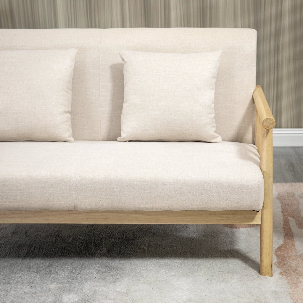 Divano 2 posti in tessuto effetto lino ¨C Xylo ¨C Beige, 123x69x74 cm