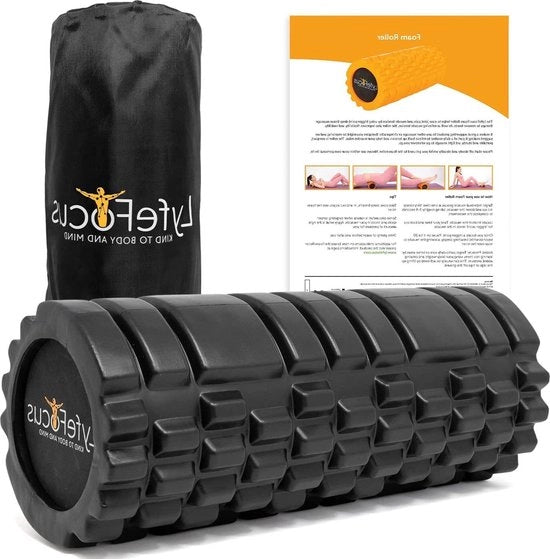 Roller di spugna Multi Pressione Punto di Triggozzo per Terapia del Tessuto Profondo - Trattamento della Spasmodicità Muscolare - Roller di Massaggio Sportivo Approvato da Specialisti con Tasca Portatile - Prezioso Nero con 3 Modelli Unici