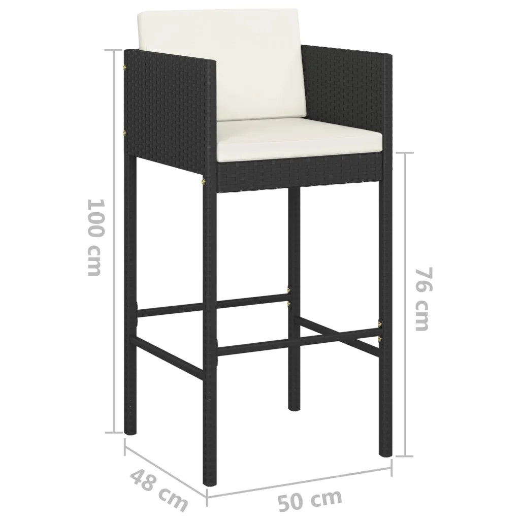 Set Bar da Giardino 5 pz con Cuscini Polyrattan Nero 3094781