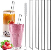 4 set di stecchi per smoothie in vetro spessi 14 mm - riutilizzabili e inclusi spazzole per pulizia - per smoothie e salse - 215 cm