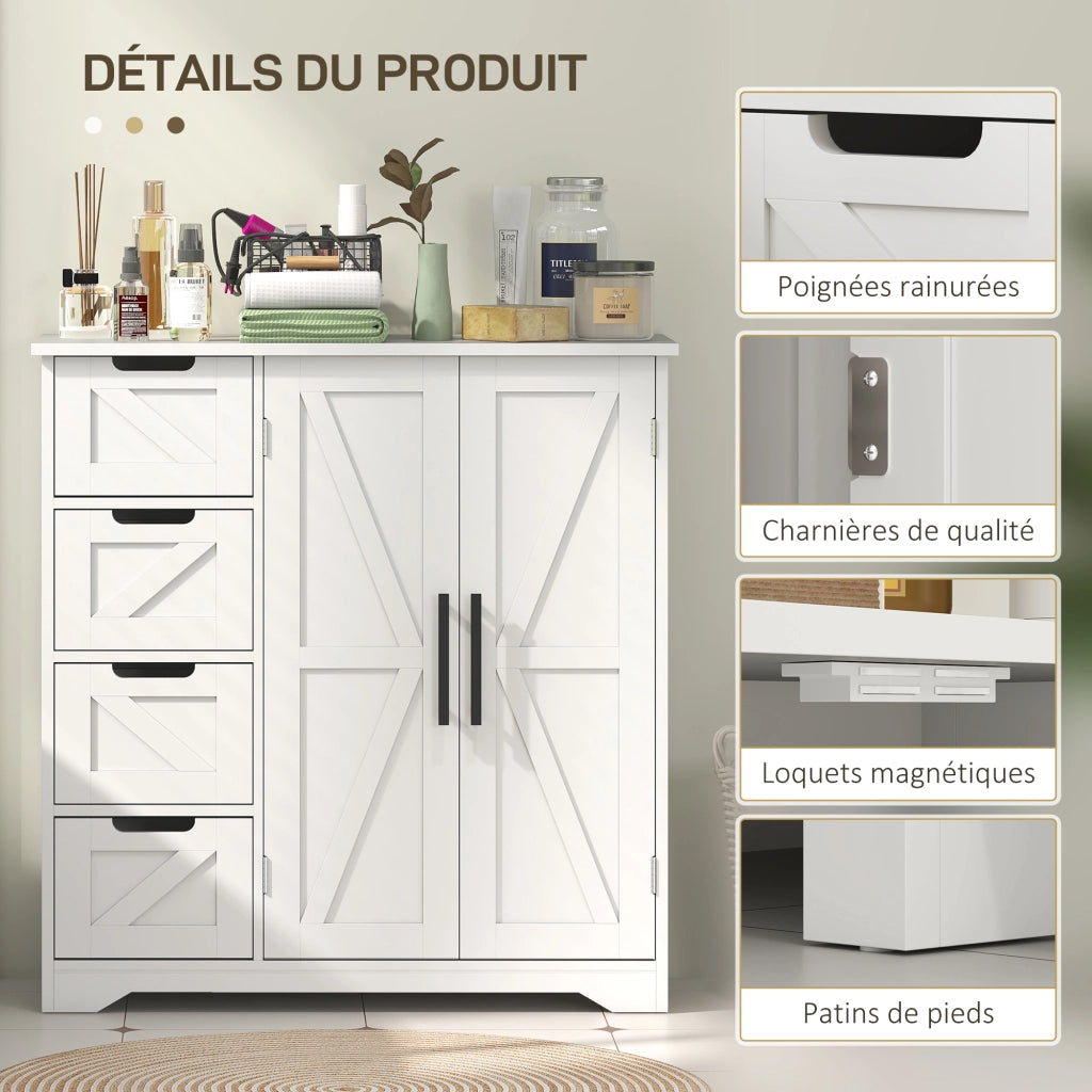 Mobile da bagno con cassetti e ante ¨C Minimal ¨C bianco 81.2x30x83.8 cm