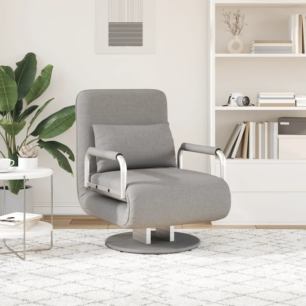 Sedia Girevole e Divano Letto Grigio Chiaro in Tessuto 244666