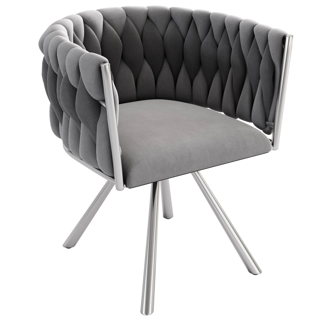 SEDIA girevole in velluto grigio e argento, set da 4 pezzi