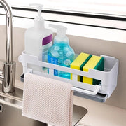 Organizzatore di scarico a muro senza perforazione - Sostegno per asciugamani cucina con lavabo e ganci - Organizzatore di docce per bagno e cucina - Sostegno per asciugamani doccia magnetico in bianco