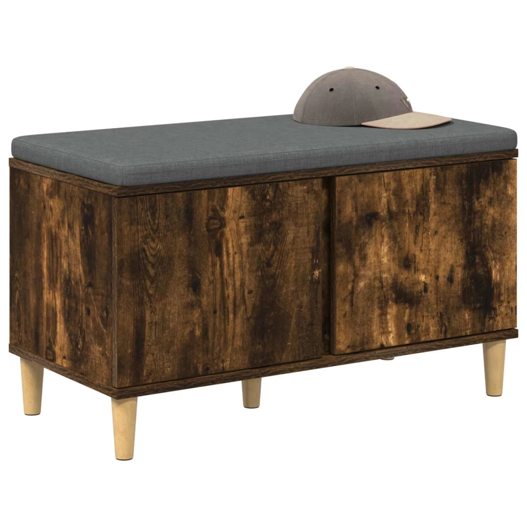 Panca per ingresso con cuscino-Sgabello-Panca da Corridoio Rovere fum¨¦ 60 x 38 x 46 cm 187677
