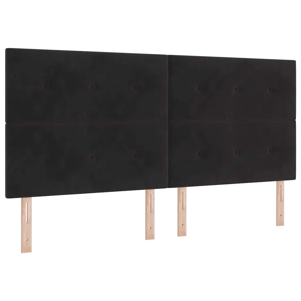Letto a molle con materasso con led Nero 200 x 200 cm Velluto