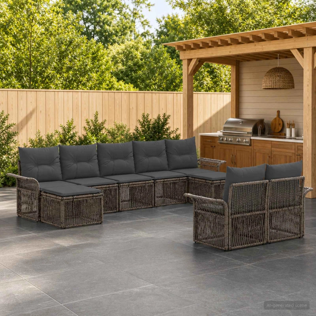 Set Divano da Giardino 9 pz Grigio polyrattan 3434957