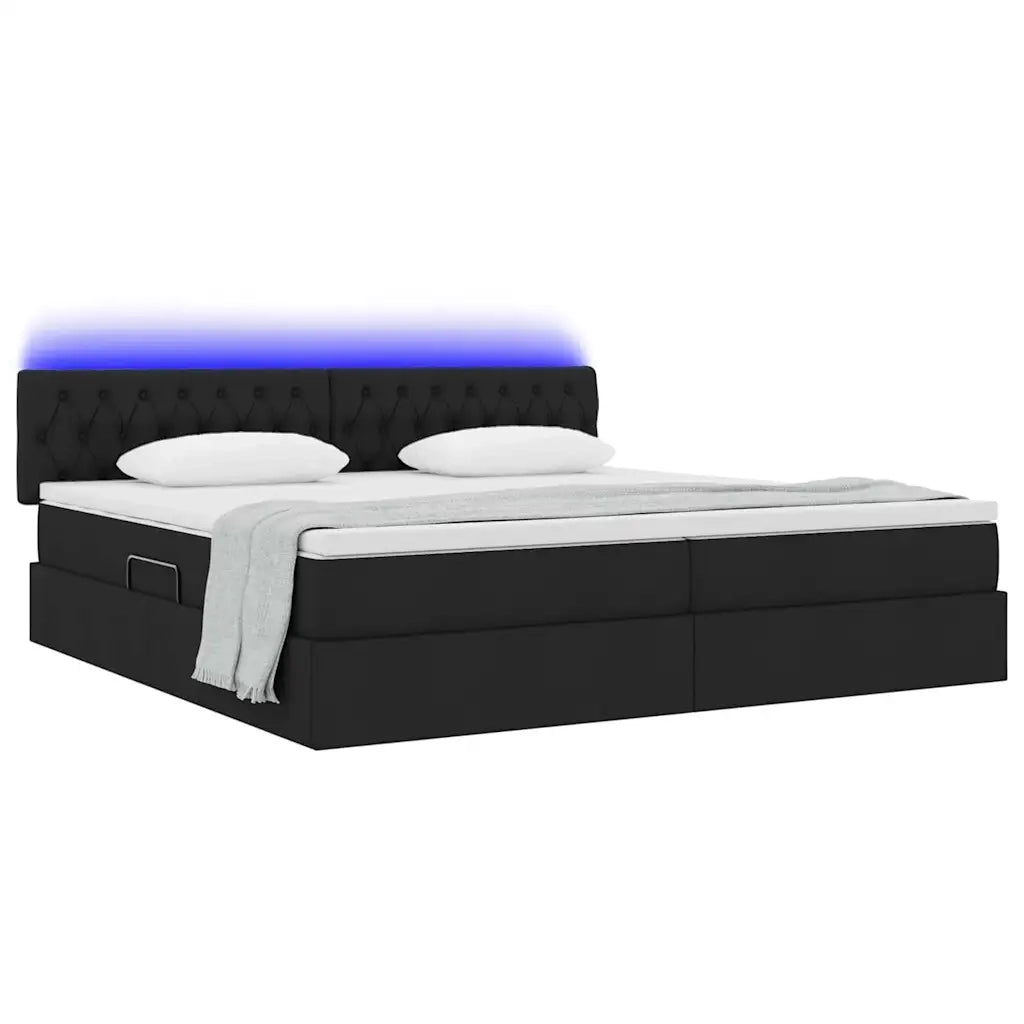 Letto con contenitore e LED con led Nero 200 x 200 cm Tessuto 3371231