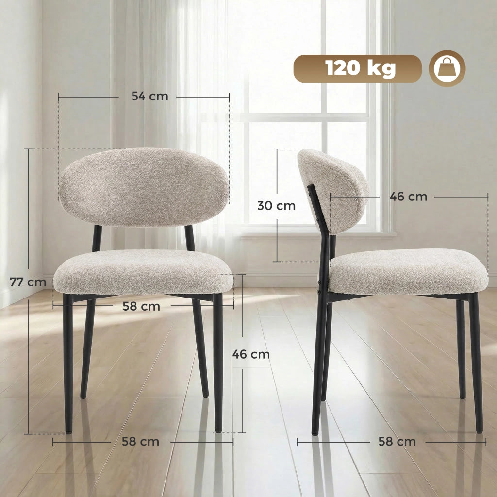 Sedia da pranzo imbottita ¨C Minimal ¨C Beige, metallo