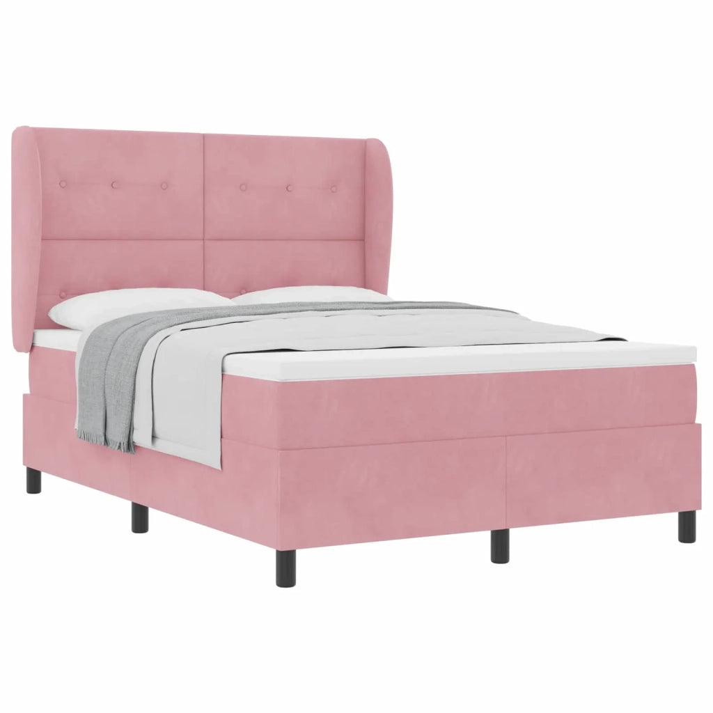 Letto a molle con materasso Rosa 200 x 140 cm Velluto 3340933
