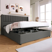 letto imbottito lino grigio 160x200 cm