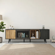 Cassettiera per TV grigia in MDF lunghezza 200 cm