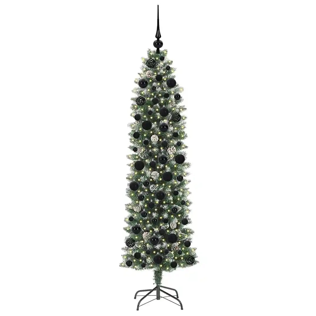 Albero di Natale Artificiale Sottile Verde e Bianco 180 cm 3395294