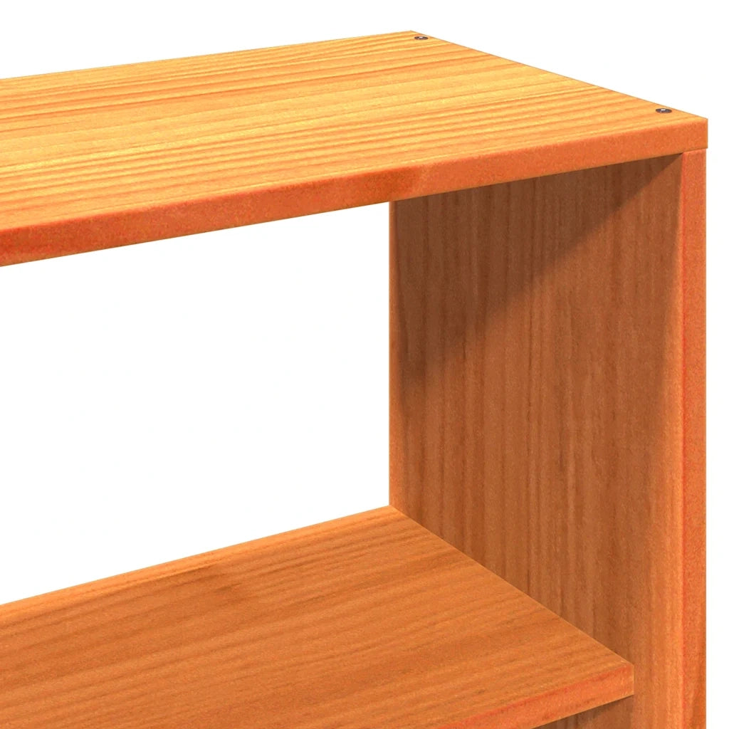 Letto Libreria senza Materasso-Struttura Letto con contenitore Marrone Cera 140x200 cm in Pino 852065