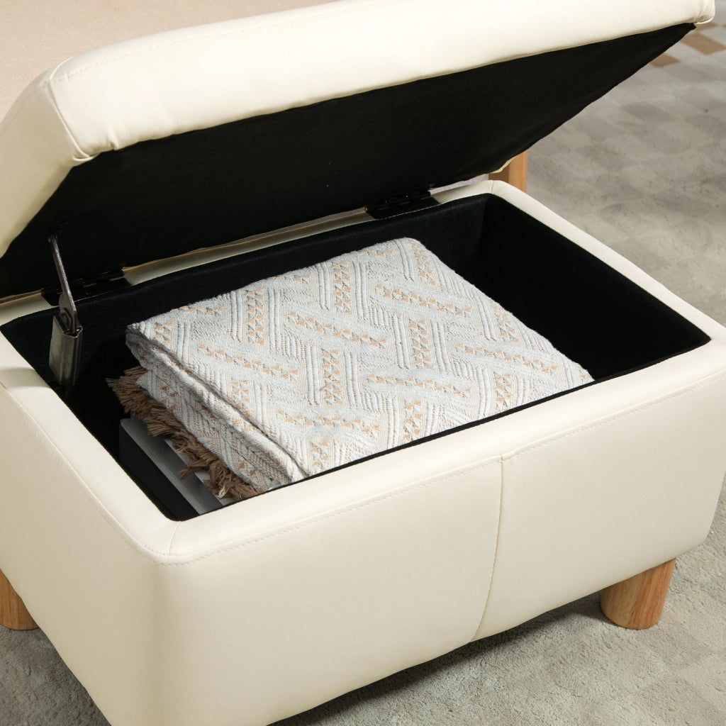 Pouf con contenitore ¨C zephmum ¨C crema, similpelle, 60x38x40 cm