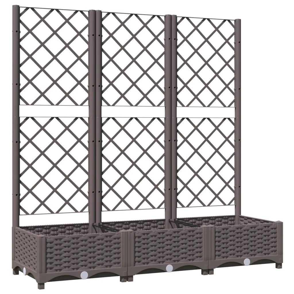 Fioriera | Cassetta per fiori | Vaso da giardino con traliccio marrone 120x40x121,5 cm PP