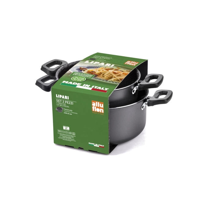 Moneta Lipari Set 2 Casseruole 20 cm 24 cm Alluminio Antiaderente Artech senza Nickel e BPA