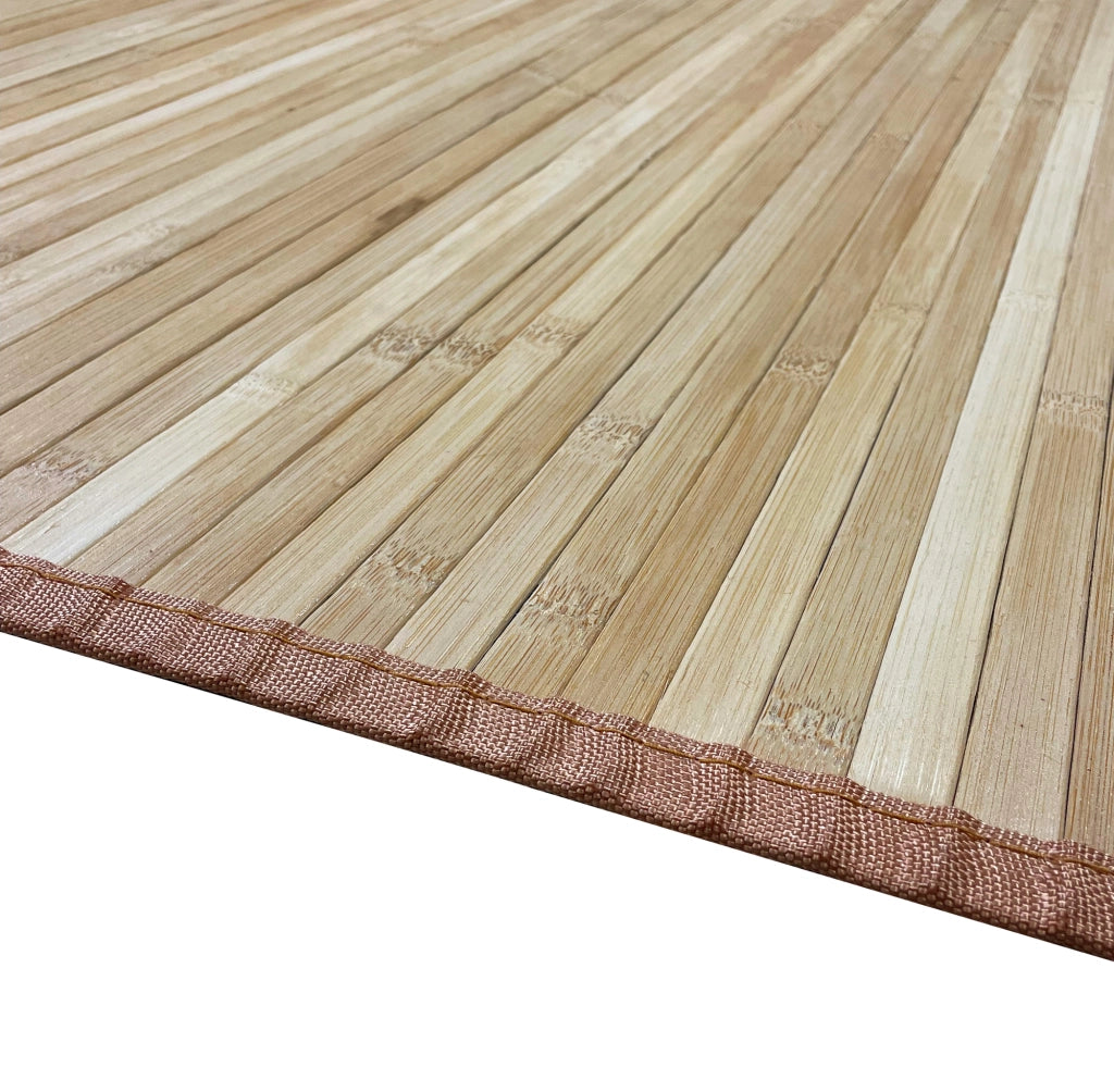 Tappeto Arredo In Vero Bamboo Naturale Grande a Listelli Bordato BambÃ¹ Soggiorno Cucina Salotto Listello Legno Oro - 120x180cm
