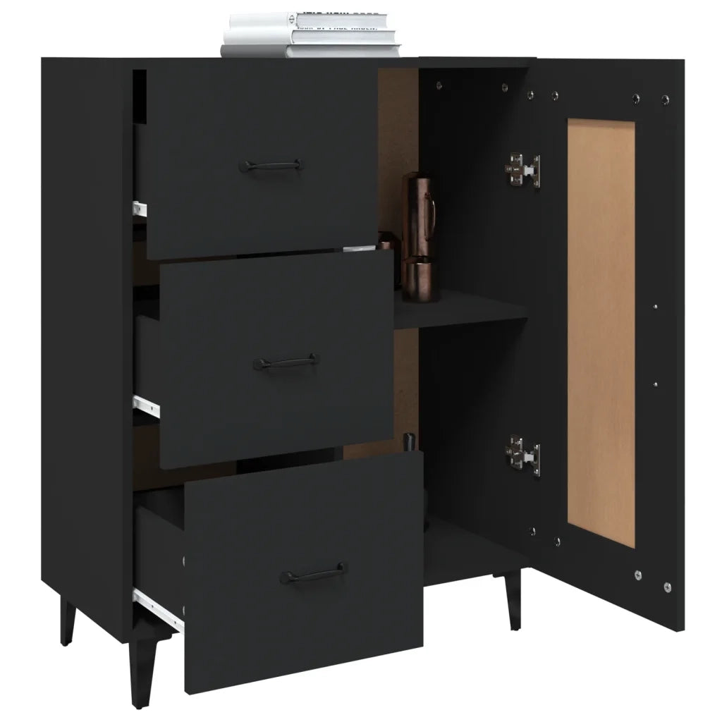 Credenza-Buffet-Armadio da cucina Nera 69,5x34x90 cm in Legno Multistrato 737806