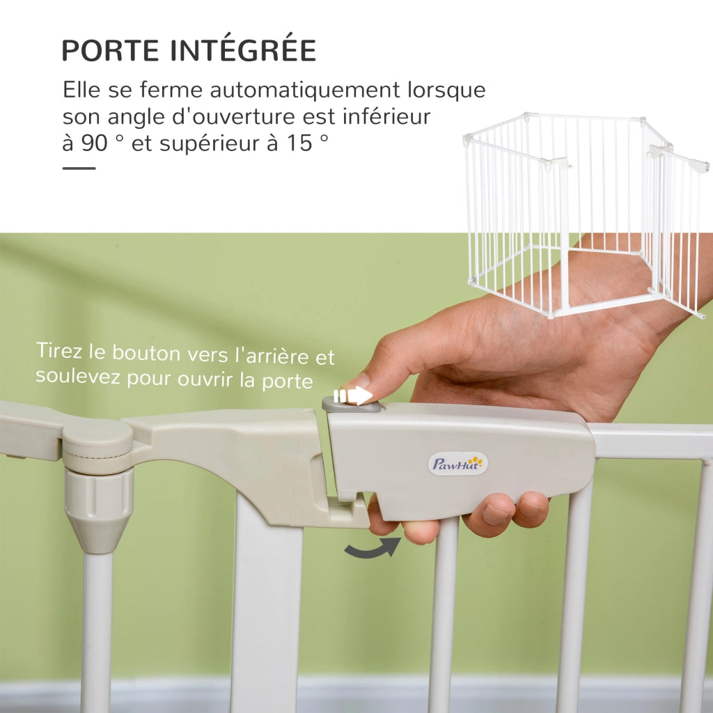 Recinto modulare per cani con porta integrata ¨C Xylo ¨C 300x74,5 cm metallo PP bianco
